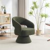 Swivel Accent Chair Armchair, Round Barrel Chair in Fabric for Living Room Bedroom,Green Teddy