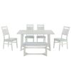 TOPMAX Farmhouse 6-Piece Wood Dining Table Set with 4 Upholstered Chairs and Bench, Gray