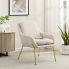 Contemporary Upholstered Boucle Minimalist Accent Chair ‚Äì Cream / Gold