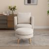 30.7" Wide Accent Chair with Ottoman Armchair Upholstered Reading Chair Single Sofa with Wooden Leg and Throw Pillow for Living Room Bedroom Dorm Room
