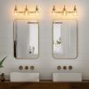 3-Lights Bathroom Vanity Lighting Fixtures Brushed Gold Modern Vanity Light 22Inch Bathroom Light Fixture Bathroom Lights Over Mirror with Clear Glass