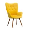 Doarnin Contemporary Silky Velvet Tufted Button Back Accent Chair, Yellow