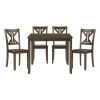 Charcoal Brown Finish 5PC Dining Set Table and 4 Side Chairs X-Back Design Kitchen Dining Furniture Wooden Transitional Breakfast