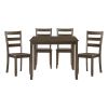 Transitional Charcoal Brown Finish 5PC Dining Set Table and 4 Side Chairs Kitchen Dining Breakfast Furniture Wooden