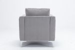 Modern Velvet Armchair Tufted Button Accent Chair Club Chair with Steel Legs for Living Room Bedroom,Grey