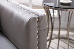 Modern Velvet Armchair Tufted Button Accent Chair Club Chair with Steel Legs for Living Room Bedroom,Grey