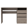 DEPOT E-SHOP Kenai 3 Drawers Computer Desk, One Shelf, Light Gray