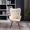 Doarnin Contemporary Silky Velvet Tufted Button Back Accent Chair, White