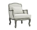 ACME Tania Chair w/Pillow, Cream Linen & Brown Finish LV01132