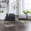 36.61'' Wide Modern Accent Chair With 3 Positions Adjustable Backrest, Tufted Chaise Lounge Chair, Single Recliner Armchair With Ottoman And Gold Legs