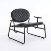 Modern Oval Back Faux Leather Accent Chairs, Armchairs Living Room Chairs Leisure Chair Lounge Chair with Metal Frame, Black