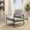 Contemporary Square Metal Frame Accent Chair ‚Äì Mushroom / Black