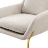 Contemporary Upholstered Boucle Minimalist Accent Chair ‚Äì Cream / Gold