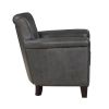 Classic Traditional Gray Accent Chair 1pc Solid Wood Frame Top-Grain Leather Nailhead Trim Living Room Furniture