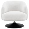 Beige and Matte Black Upholstered Swivel Accent Chair
