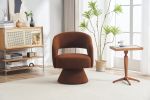 Swivel Accent Chair Armchair, Round Barrel Chair in Fabric for Living Room Bedroom,Brown Teddy