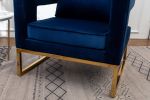 Lenola Contemporary Upholstered Accent Arm Chair, Blue