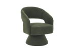 Swivel Accent Chair Armchair, Round Barrel Chair in Fabric for Living Room Bedroom,Green Teddy