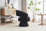 Swivel Accent Chair Armchair, Round Barrel Chair in Fabric for Living Room Bedroom,Black Teddy