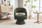 Swivel Accent Chair Armchair, Round Barrel Chair in Fabric for Living Room Bedroom,Green Teddy