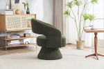 Swivel Accent Chair Armchair, Round Barrel Chair in Fabric for Living Room Bedroom,Green Teddy