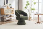 Swivel Accent Chair Armchair, Round Barrel Chair in Fabric for Living Room Bedroom,Green Teddy