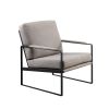 Contemporary Square Metal Frame Accent Chair ‚Äì Mushroom / Black