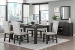 Antique Black Finish Modern Dining 5pc Set Rectangular Table and 4 Upholstered Chairs Textured Gray Wooden Dining Room Furniture