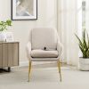 Contemporary Upholstered Boucle Minimalist Accent Chair ‚Äì Cream / Gold