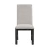 Antique Black Finish Modern Dining 5pc Set Rectangular Table and 4 Upholstered Chairs Textured Gray Wooden Dining Room Furniture
