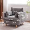 29.5 "W Modern Fabric Decorative Chair Armchair Upholstered Reading Chair Single Sofa Casual Club Chair with Solid Wooden Feet and 2 Pillow, for livin
