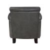 Classic Traditional Gray Accent Chair 1pc Solid Wood Frame Top-Grain Leather Nailhead Trim Living Room Furniture