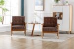 Accent Chairs Set of 2 with Side Table, Mid Century Modern Accent Chair, Wood and Fabric Armchairs Side Chair, Lounge Reading Comfy Arm Chair for Livi